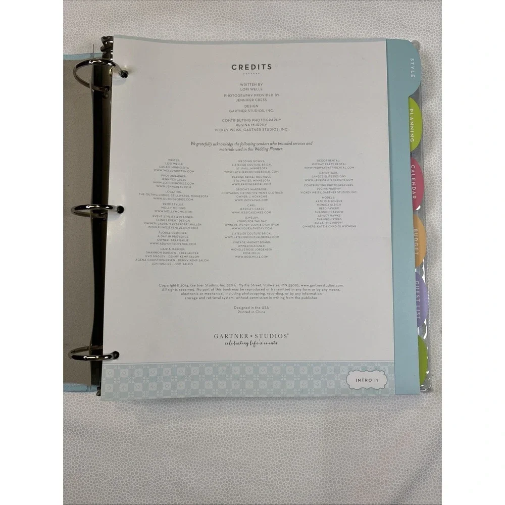 Gartner Studios‎ Personal Wedding Planner Organization Guide Book 3 Ring Binder